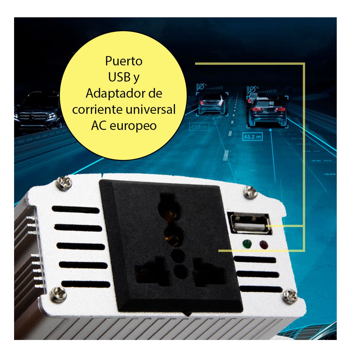 Foto 4 pulgar | Inversor de Corriente Automotriz Dc 12v A Ac 110v 300 W Elegate Ch60300w color Plata