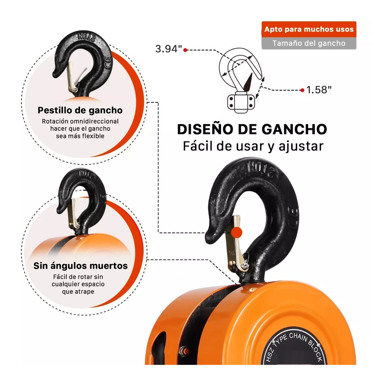 Foto 2 | Polipasto con Cadena Eo Safe Imports Esi-4944 2 Toneladas