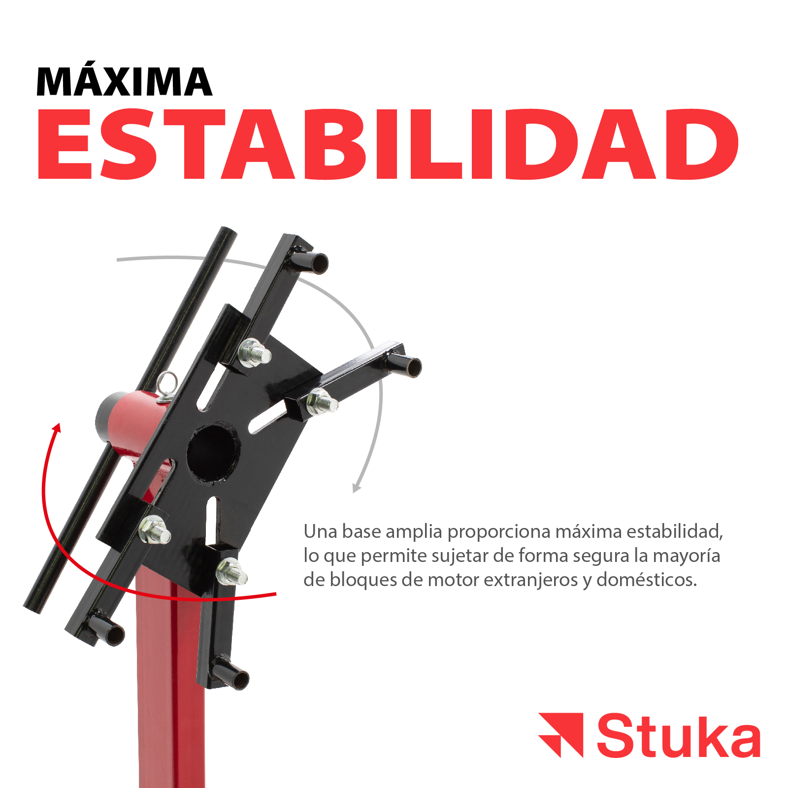 Foto 4 pulgar | Soporte Para Motor Stuka Sprtmr Capacidad De 350 Kg Color Rojo-negro