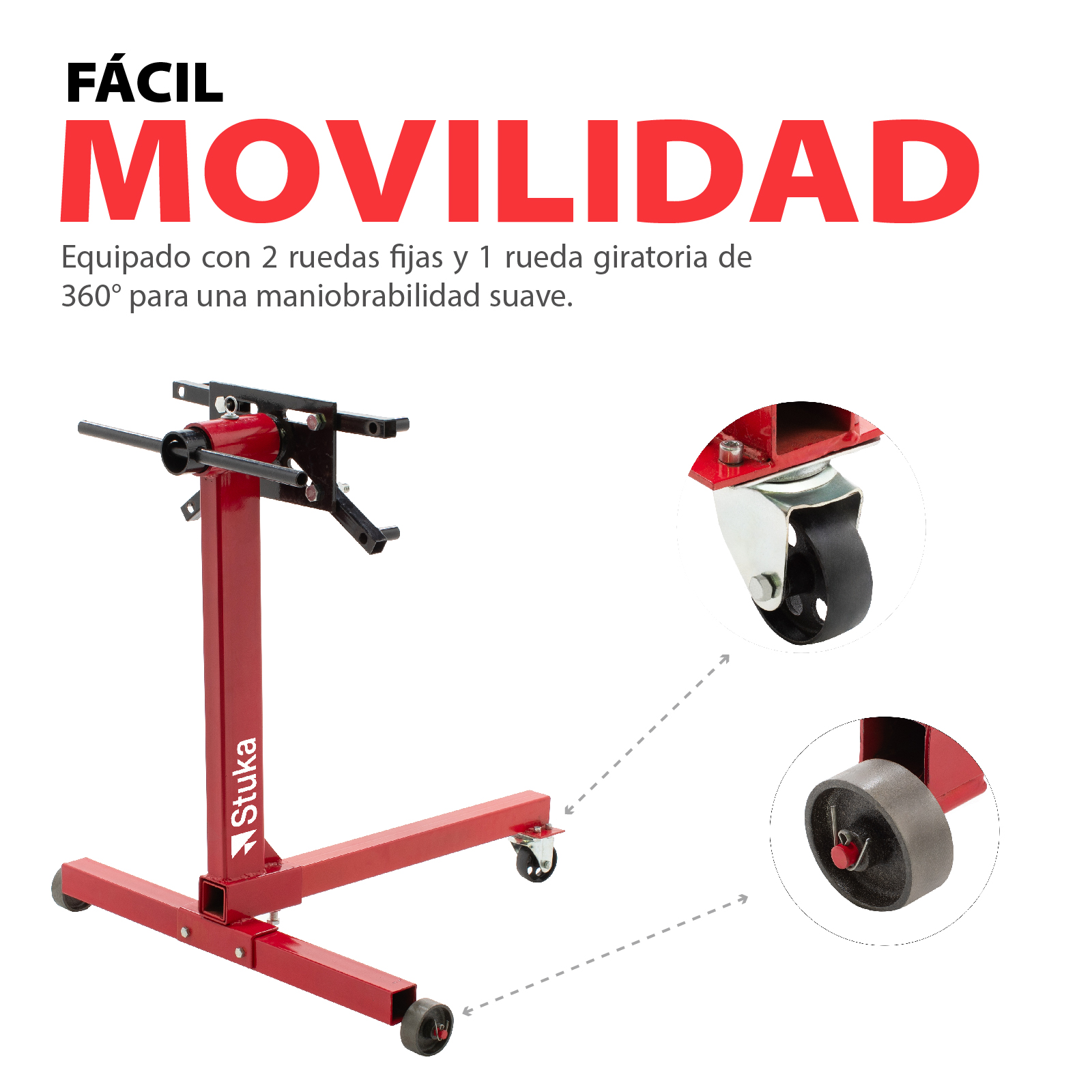 Foto 5 | Soporte Para Motor Stuka Sprtmr Capacidad De 350 Kg Color Rojo-negro