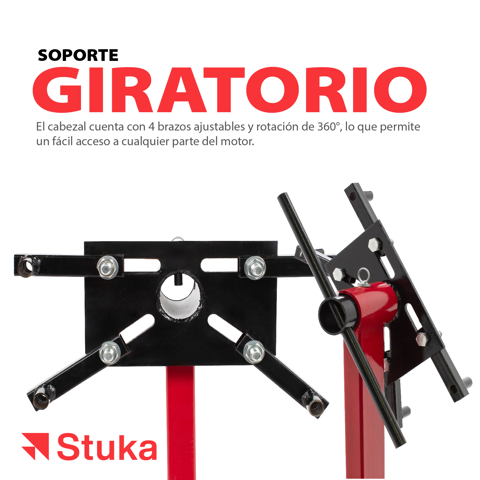 Foto 7 pulgar | Soporte Para Motor Stuka Sprtmr Capacidad De 350 Kg Color Rojo-negro