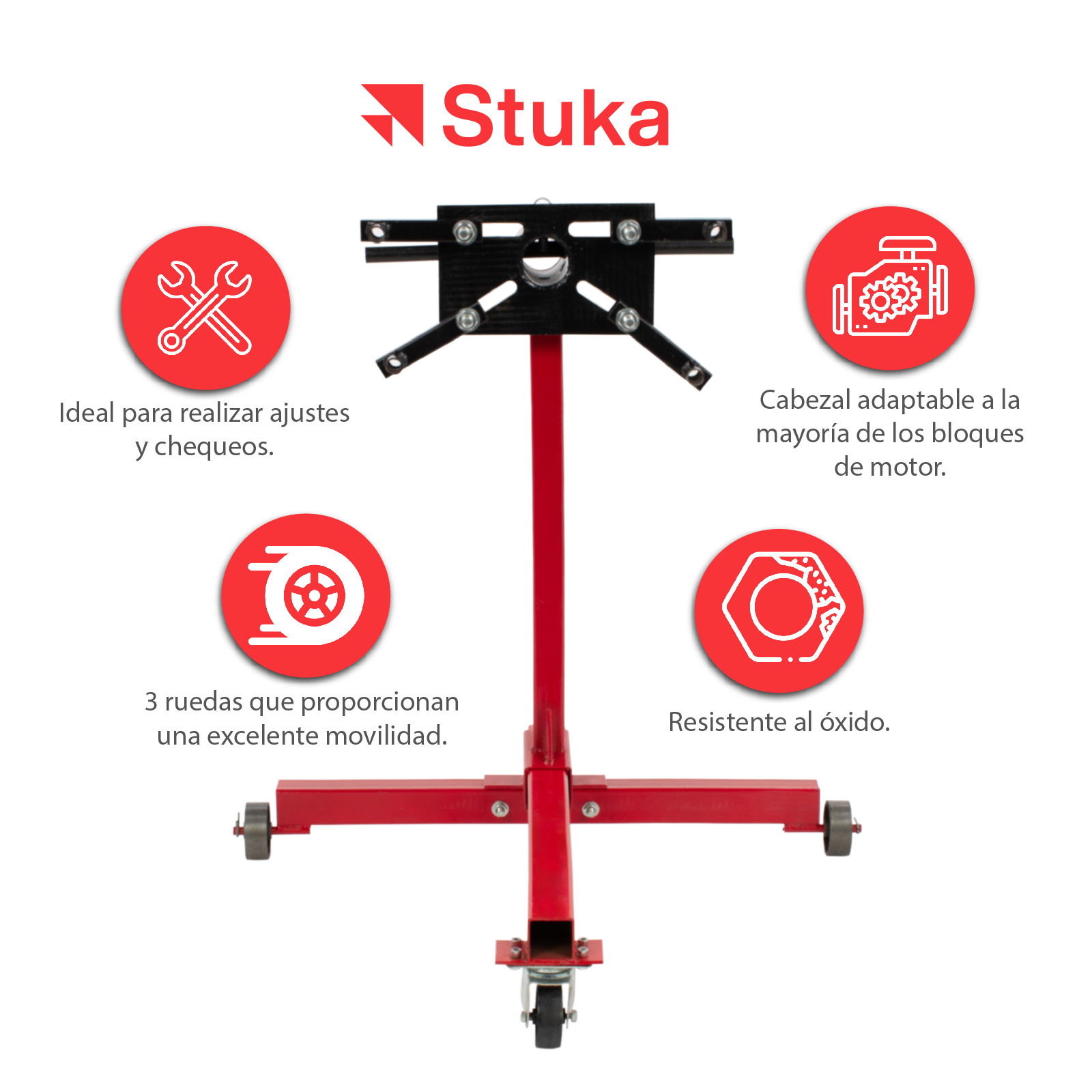 Foto 7 | Soporte Para Motor Stuka Sprtmr Capacidad De 350 Kg Color Rojo-negro