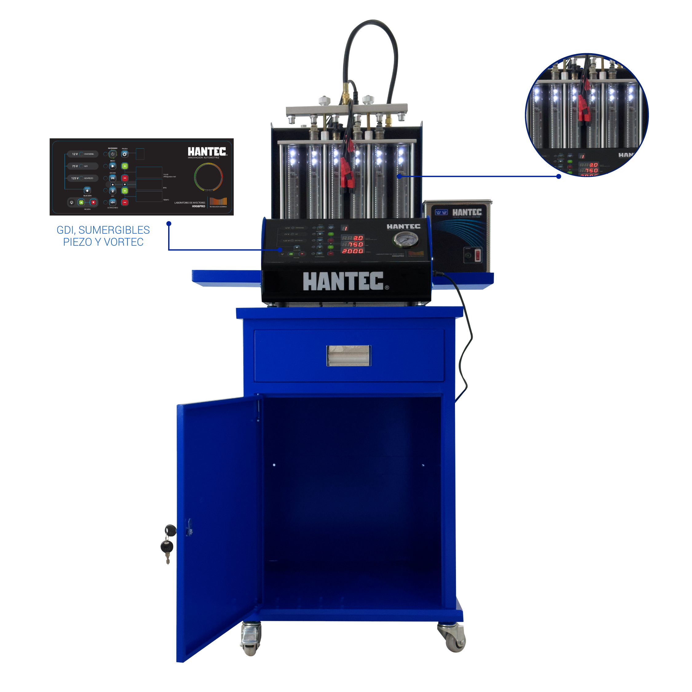 Foto 4 | Laboratorio De Inyectores Hantec 6 Inyectores Pro Gdi Piezoeléctrico Con Mesa + Líquidos