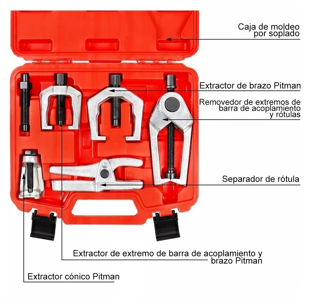 Foto 5 pulgar | Extractor Rotula Kit Herramienta Suspension Reparacion Auto Estuche Rojo Herramientas Plata