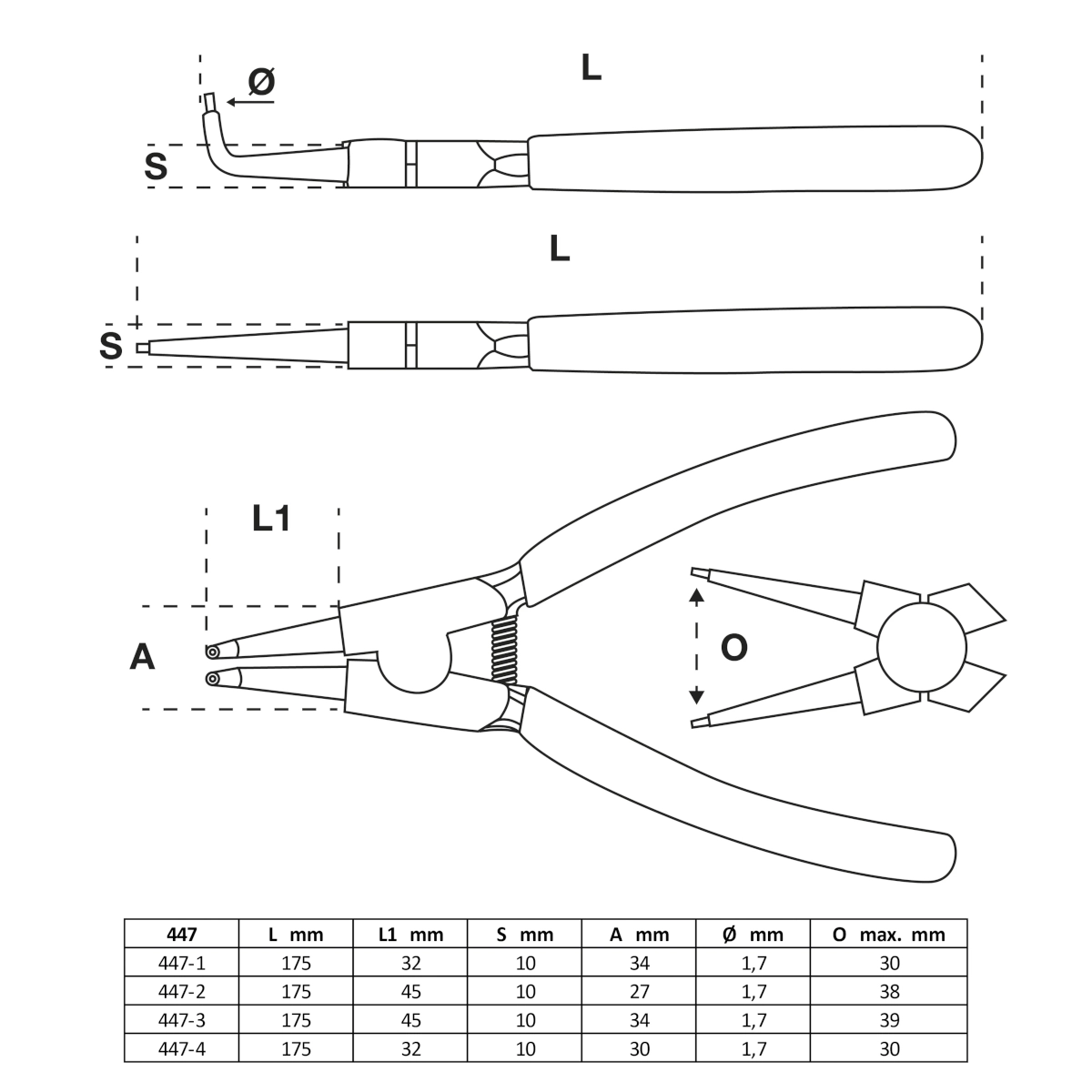 Foto 3 pulgar | Juego Pinzas Para Seguro De Anillos | 4 Pz | Bgs 447