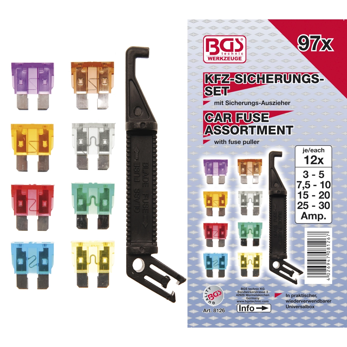 Foto 5 pulgar | Kit De 97 Fusibles Automotrices, Con Caja Y Pinza | Bgs 8126