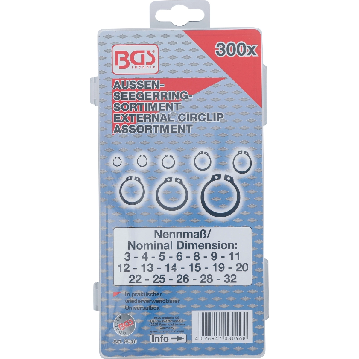 Foto 4 pulgar | Surtido De Anillos De Seguridad Exteriores (circlip) | Ø 3 - 32 Mm | 300 Piezas | Bgs 8046