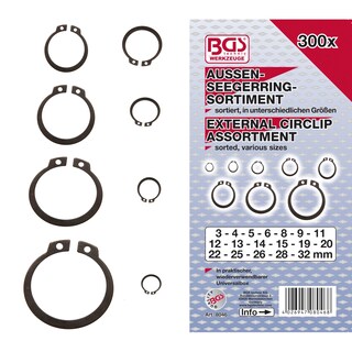 Foto 4 | Surtido De Anillos De Seguridad Exteriores (circlip) | Ø 3 - 32 Mm | 300 Piezas | Bgs 8046