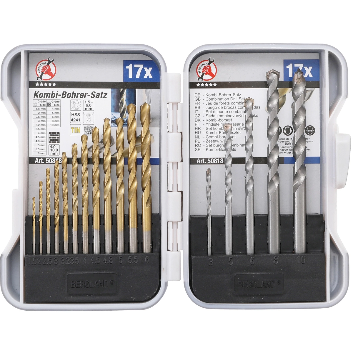 Foto 2 pulgar | Brocas Combinadas | 1.5 - 10 Mm | 17 Pz | Bgs 50818