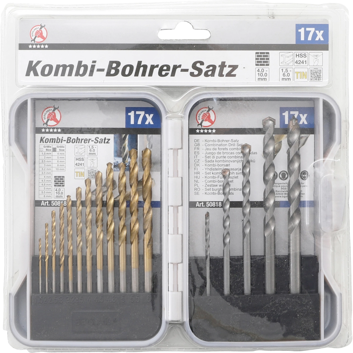 Foto 4 pulgar | Brocas Combinadas | 1.5 - 10 Mm | 17 Pz | Bgs 50818