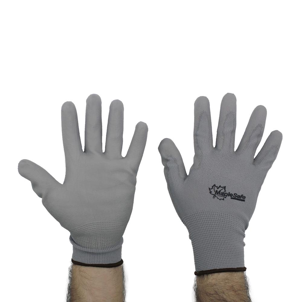 Guantes de Nylon Maple Safe Recubiertos de Poliuretano 12 Pares #9 Gris