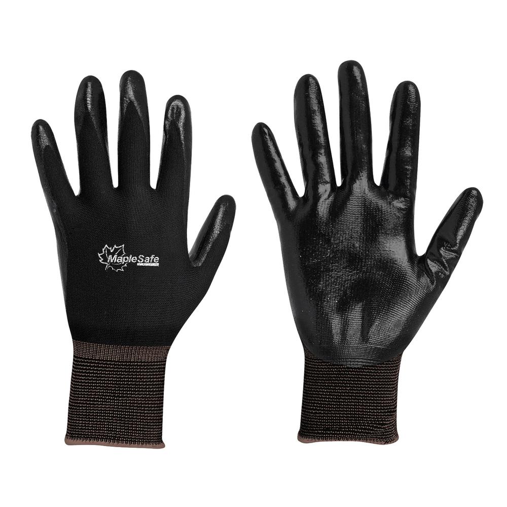 Guantes de Nylon Maple Safe Recubiertos Poliuretano 12 Pares #9 Negro