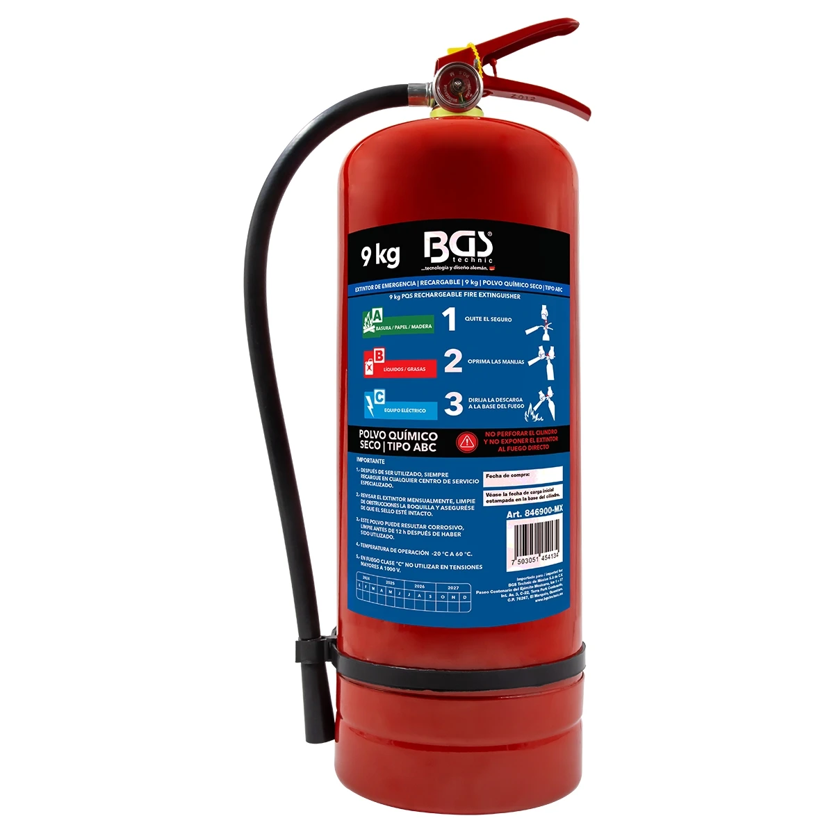 Extintor Recargable | 9 Kg | Polvo Abc | Bgs 846900-mx