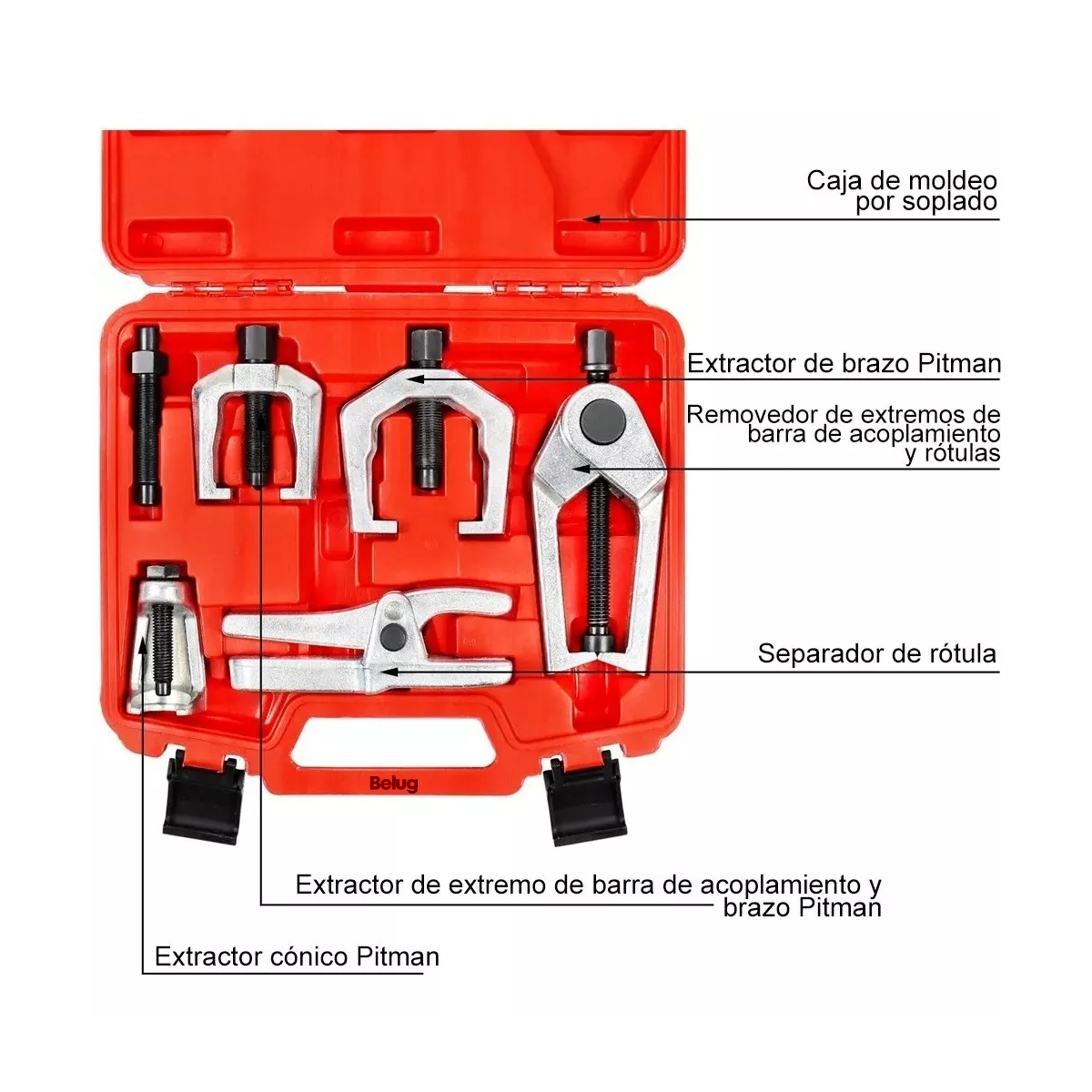 Foto 4 pulgar | Kit Herramienta Suspensión Reparación Auto Estuche Rojo Herramientas Plata Belug