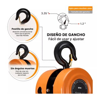 Foto 2 | Polipasto Belug Con 3m Cadena 1 Toneladas Naranja