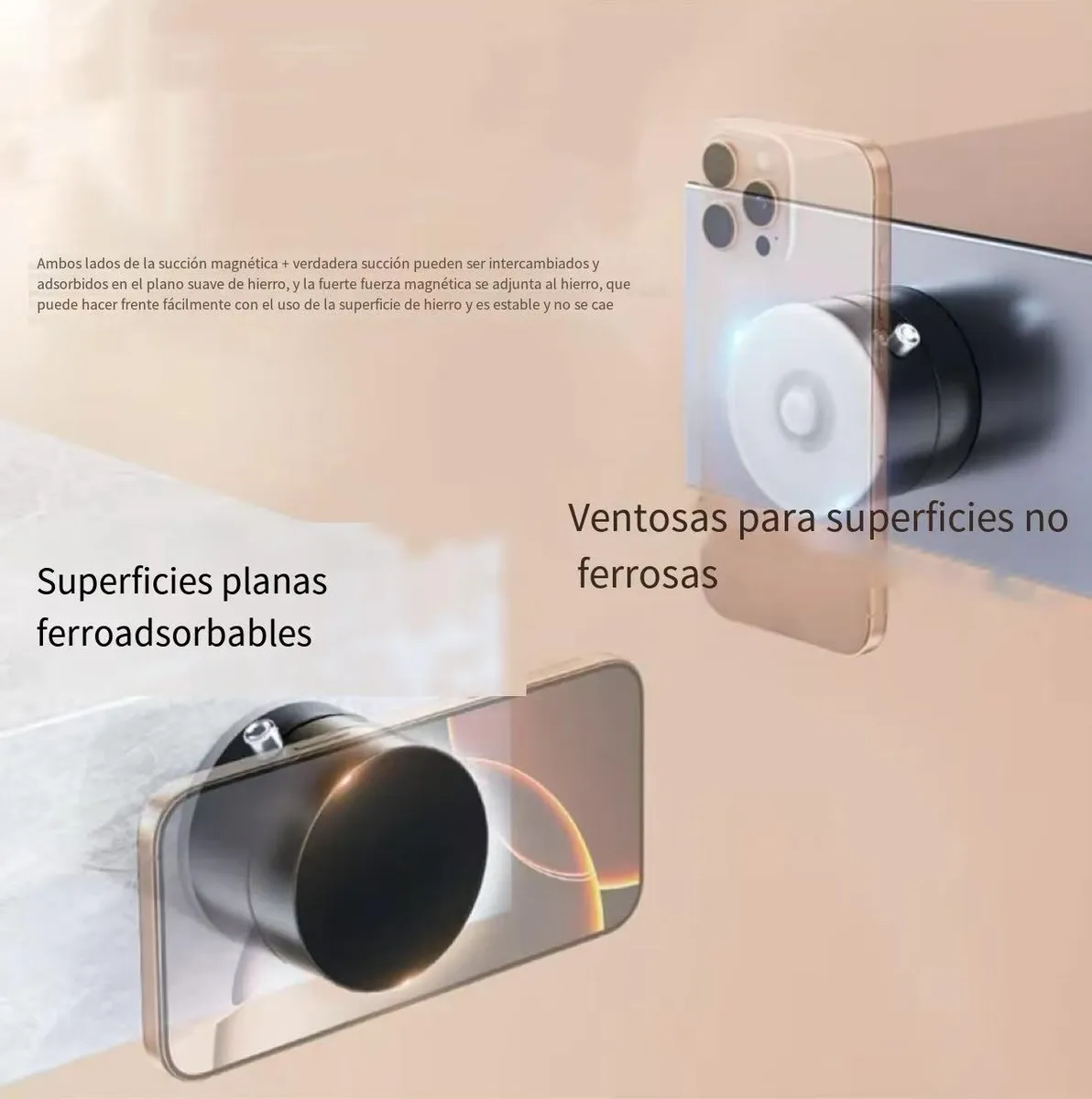 Foto 6 pulgar | Soporte Magnético Para Celular Con Ventosa Ajustable Para Auto Y Escritorio Color Blanco
