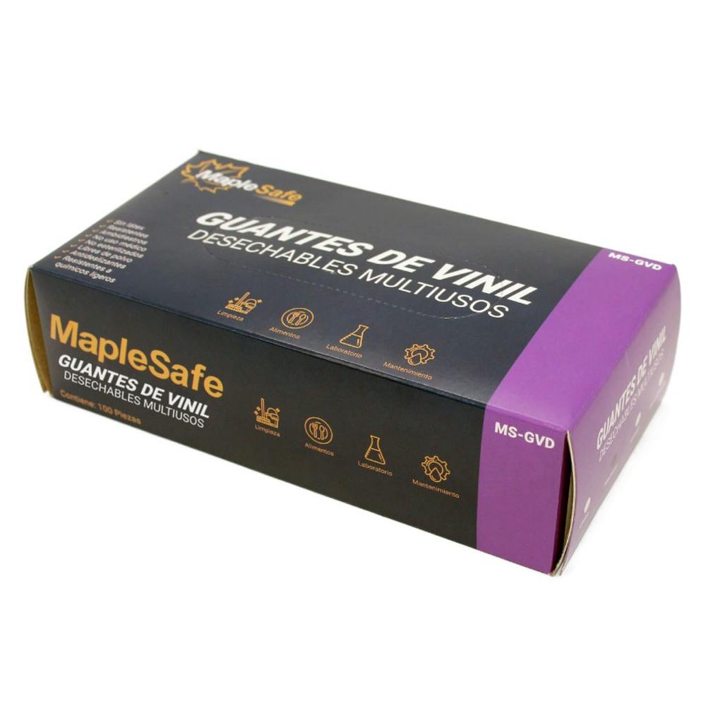 Foto 3 pulgar | Guantes De Vinil Desechables Medianos Caja 100 Piezas Maplesafe