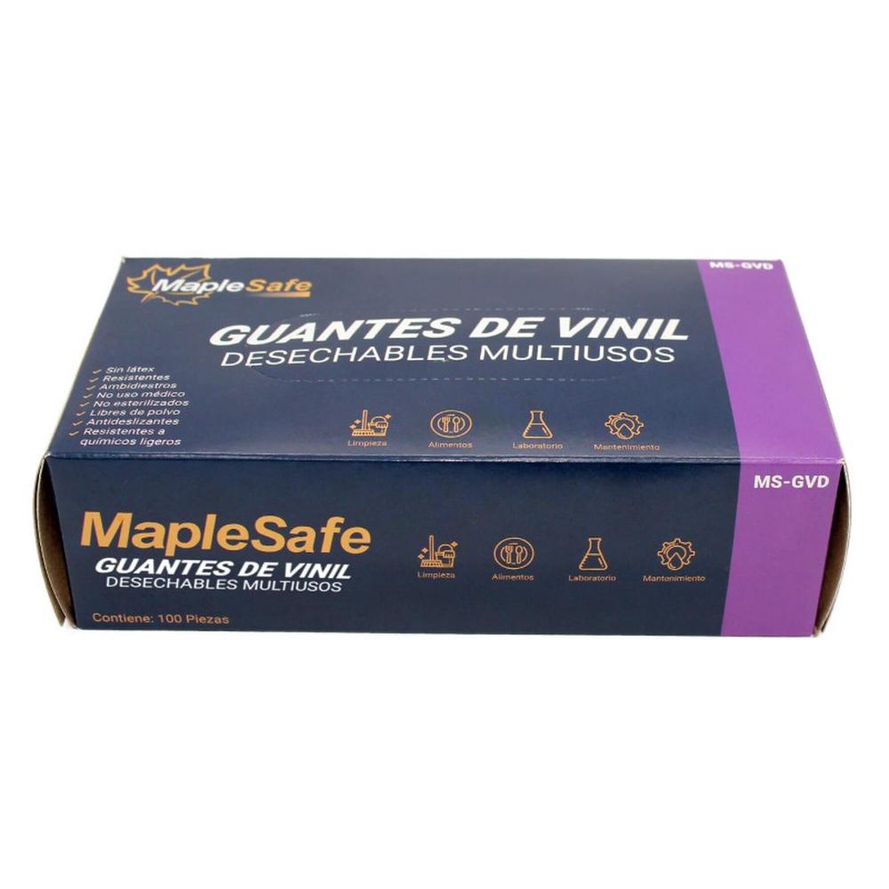 Foto 4 pulgar | Guantes De Vinil Desechables Medianos Caja 100 Piezas Maplesafe