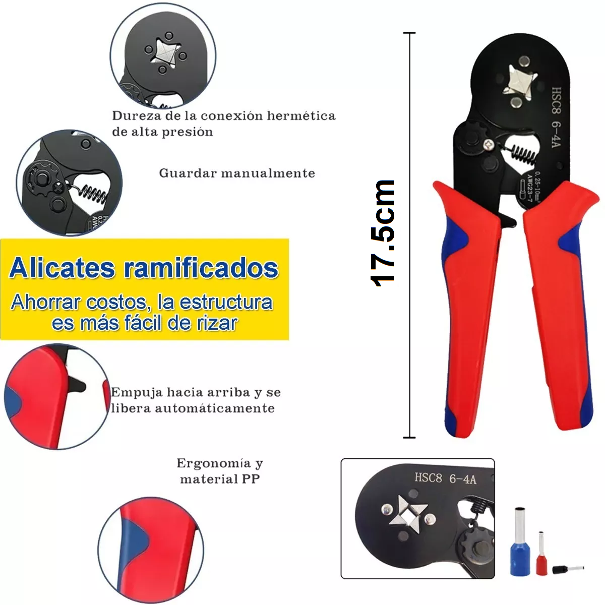 Foto 5 pulgar | Set Alicate Terminales Crimpador Pinzas Pelacable De Aislados 1202pzs Eo Safe Imports Esi-11881 Multicolor