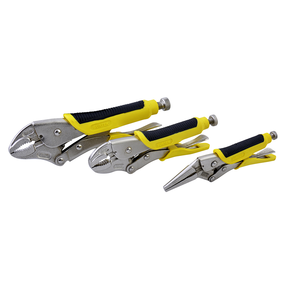 Juego De Pinzas De Presión Con Mango Bimaterial, 3 Piezas Surtek