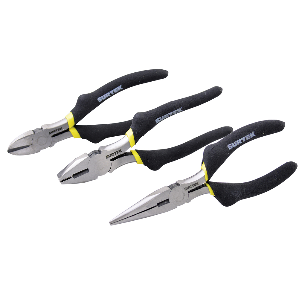 Juego Pinzas Para Electricista, 3 Piezas Surtek