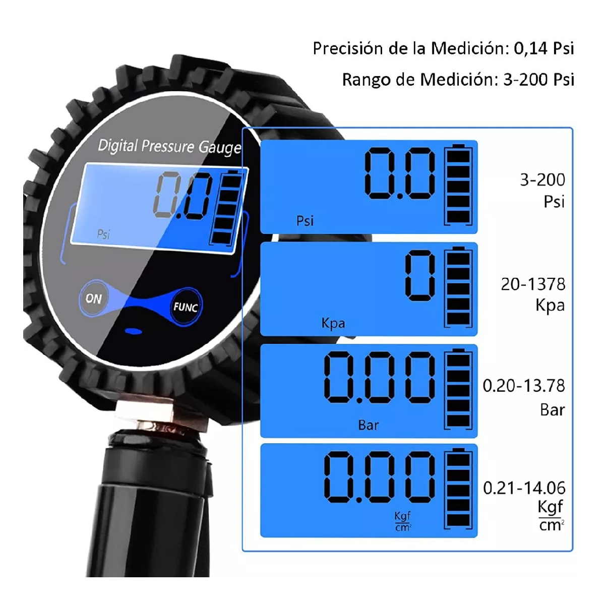 Foto 2 | Pantalla de Barómetro Digital De Alta Precisión 0-200psi