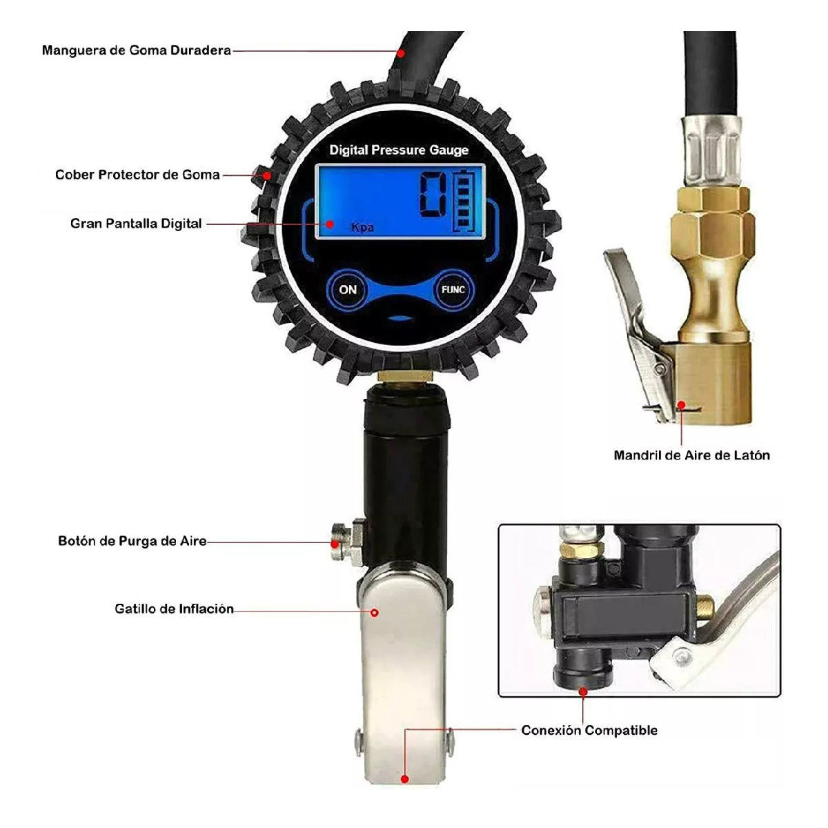 Foto 4 | Pantalla de Barómetro Digital De Alta Precisión 0-200psi