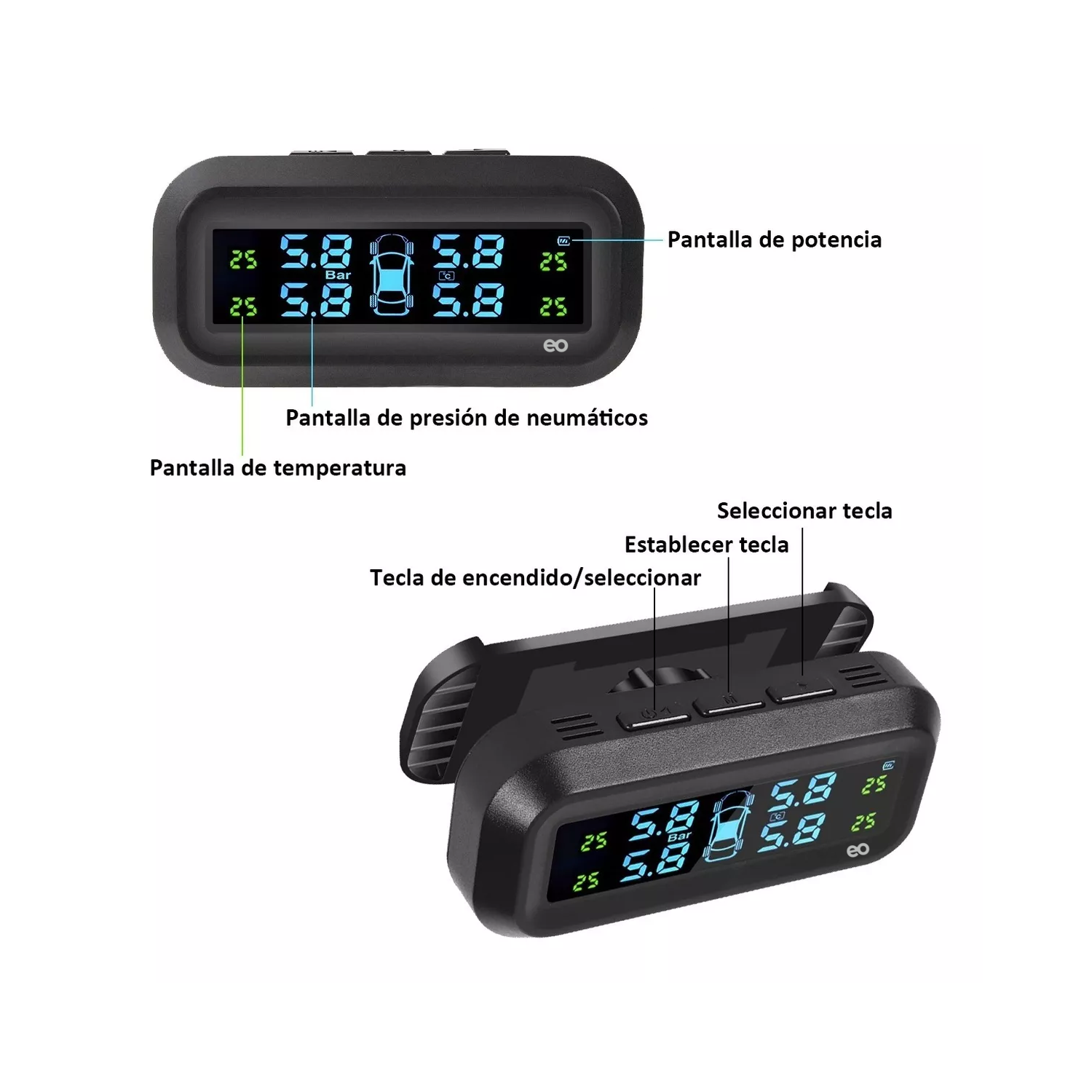 Foto 3 pulgar | Monitor De Presión De Neumáticos Recargable Energía Solar Eo Safe Imports Esi-6645-1 Negro