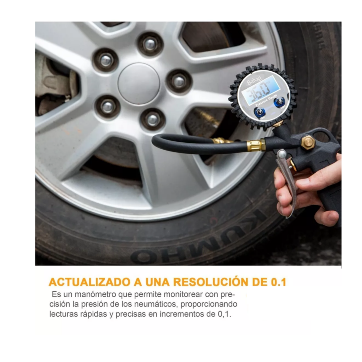 Foto 5 pulgar | Inflador De Neumáticos Digital Con Manómetro Belug Negro