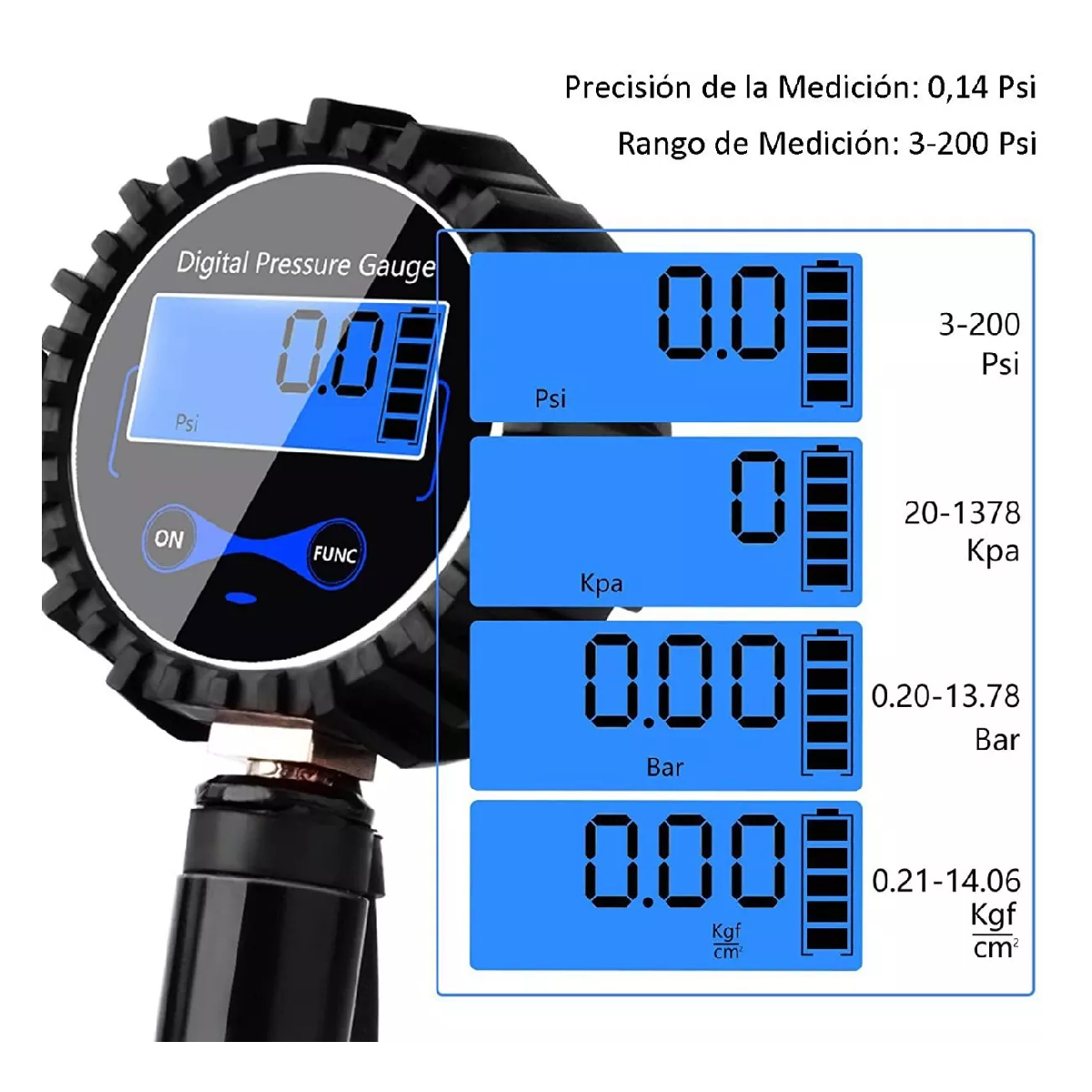 Foto 3 pulgar | Pantalla De Barómetro Digital De Alta Precisión 0-200psi Belug Negro