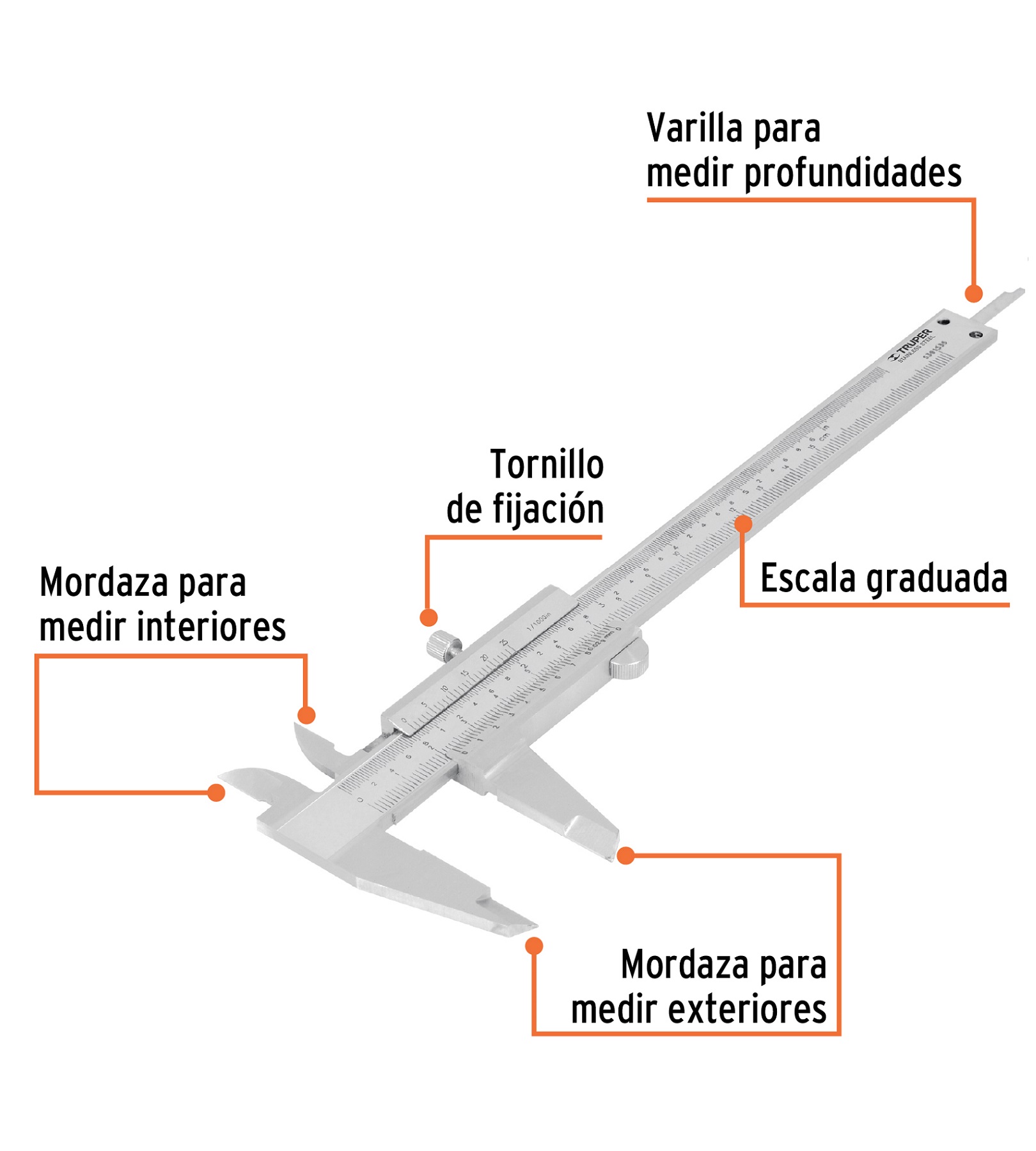 Foto 4 pulgar | Calibrador Vernier Analógico 6''  Acero Inox  Std Y Mm truper Diametro Interno Y Externo