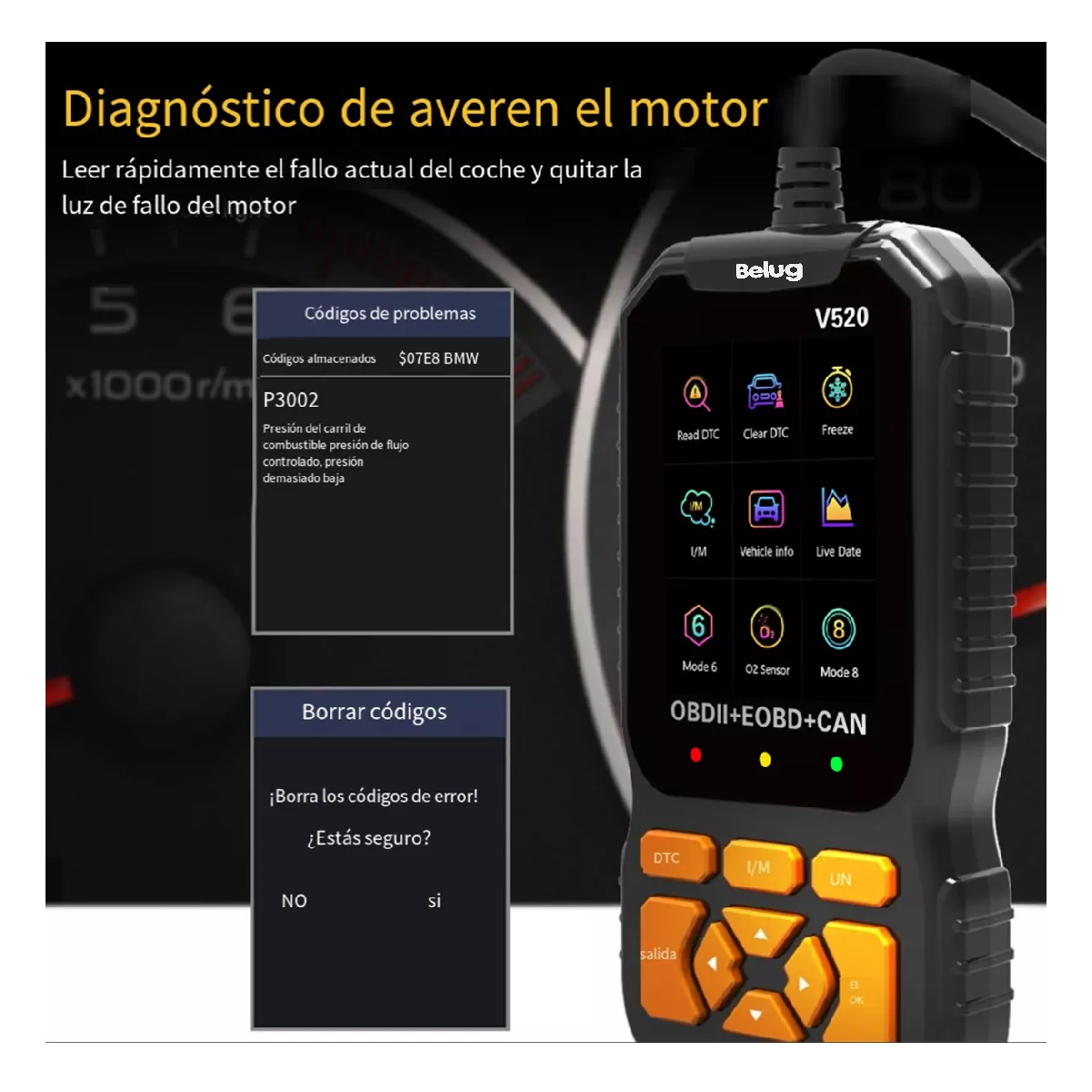 Foto 3 pulgar | Scanner Belug Obd2 Multifuncional Automotriz Negro