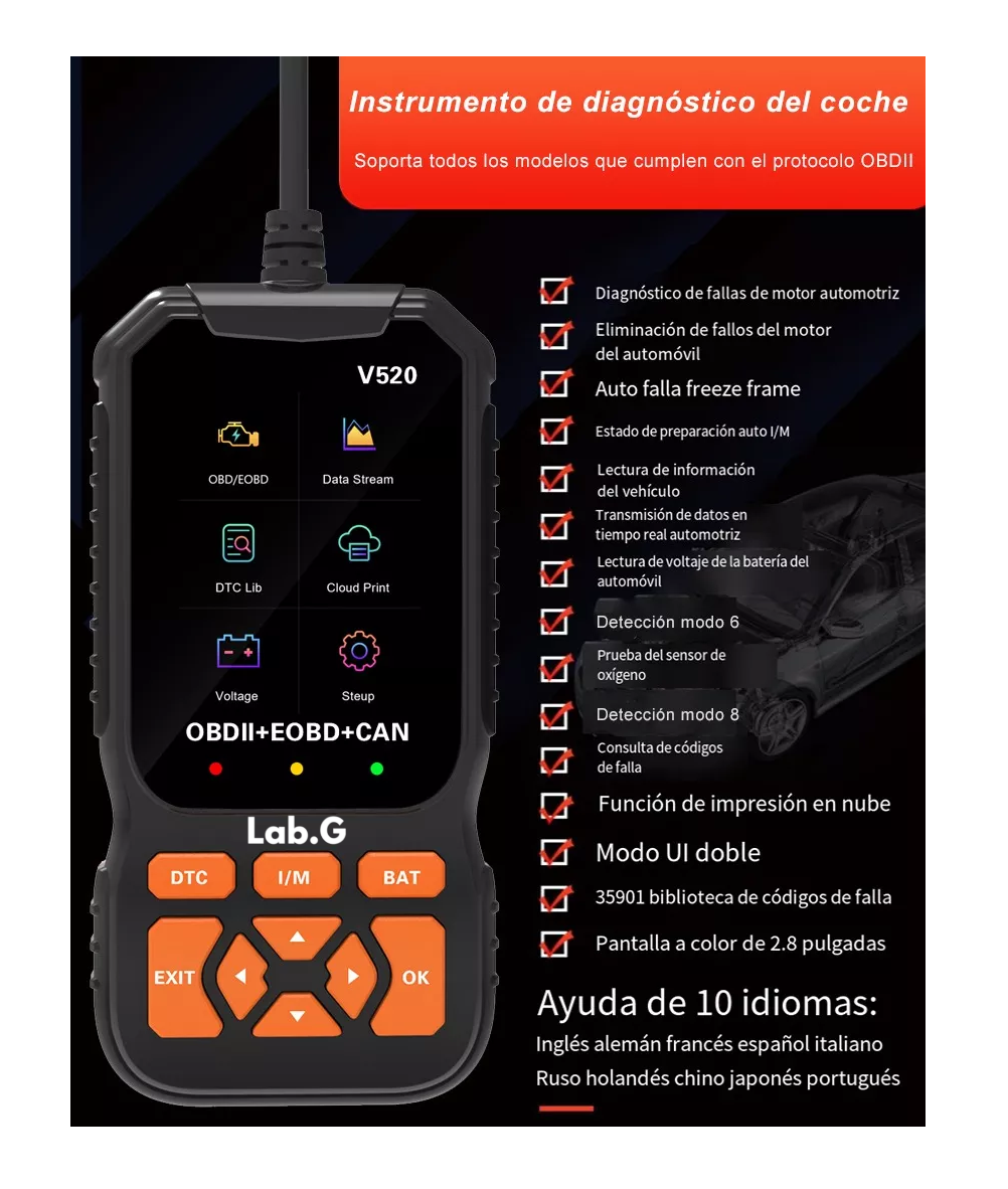 Foto 5 pulgar | Scanner Obd2 Multifuncional Automotriz Launch Creader 35901 Negro
