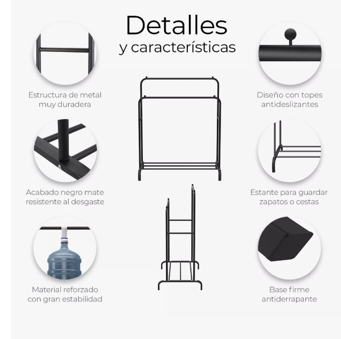Foto 4 pulgar | Perchero Elegante Organizador De Ropa Closet Doble Armario