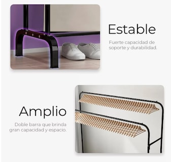 Foto 5 | Perchero Elegante Organizador De Ropa Closet Doble Armario