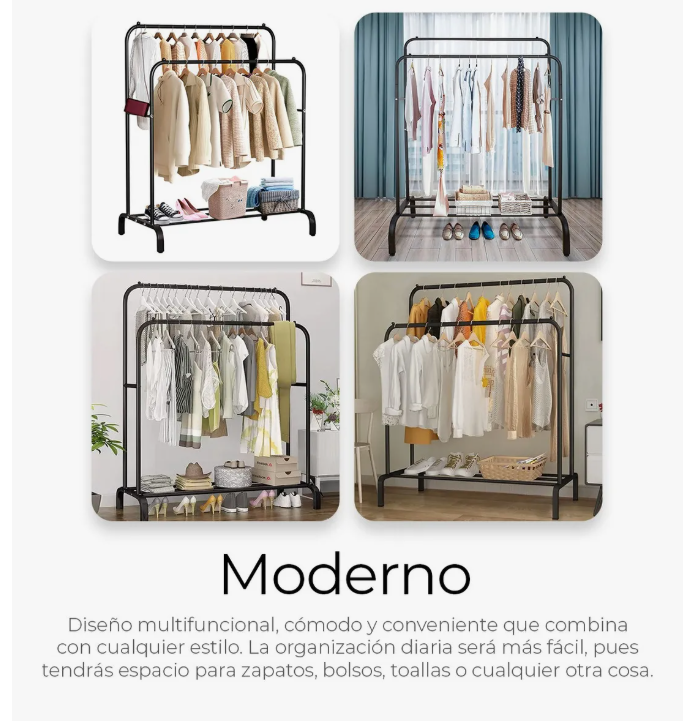 Foto 7 pulgar | Perchero Elegante Organizador De Ropa Closet Doble Armario