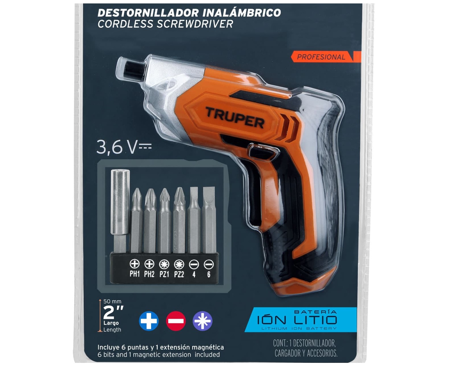 Foto 2 | Destornillador Truper Inalámbrico Desi-36 Batería Ion Litio 3.6 V