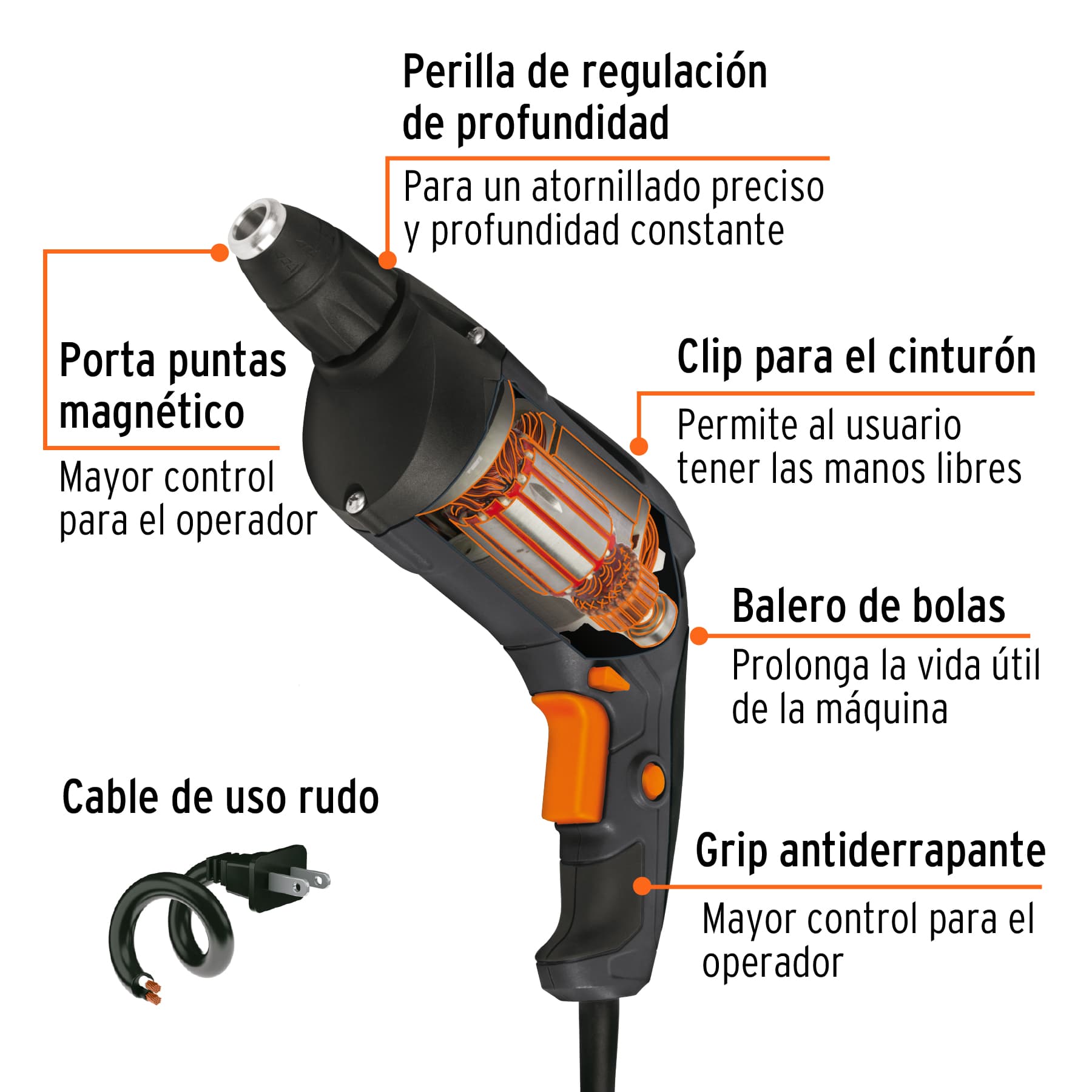 Foto 3 | Destornillador para Pared de Yeso 540 W Industrial Truper Deta/n color Gris De Uso Rudo