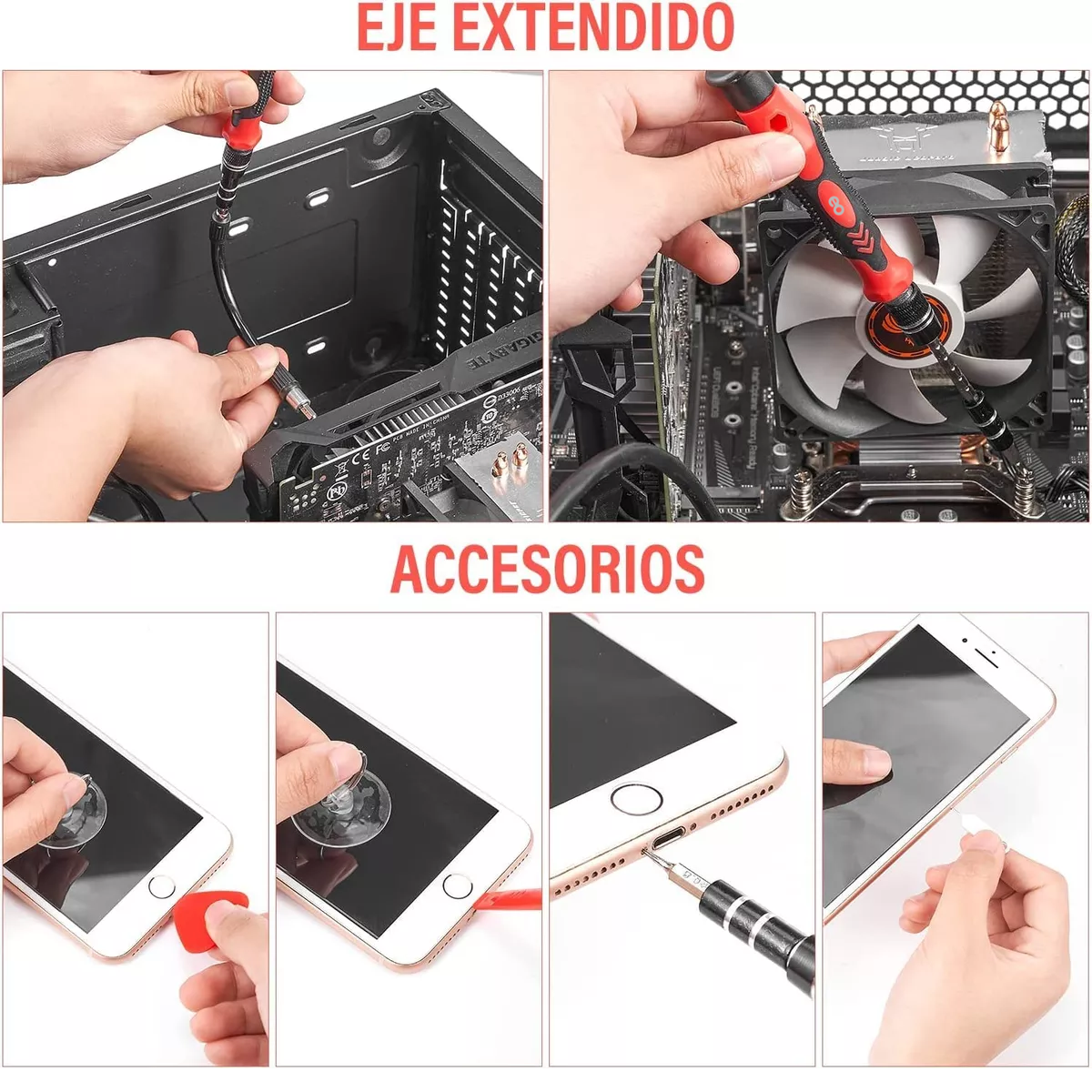 Foto 4 pulgar | Kit Destornillador Eo Safe Imports Esi-6705-1 Rojo 122 Piezas