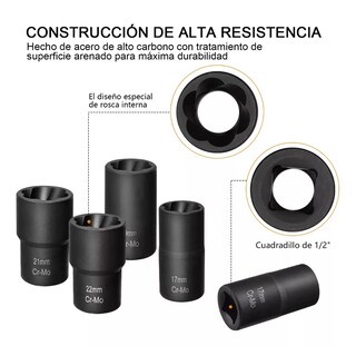 Foto 2 | Juego De Extractores 1/2'' Para Quitar Tuercas Barridas Eo Safe Imports Esi-13355-1 Negro