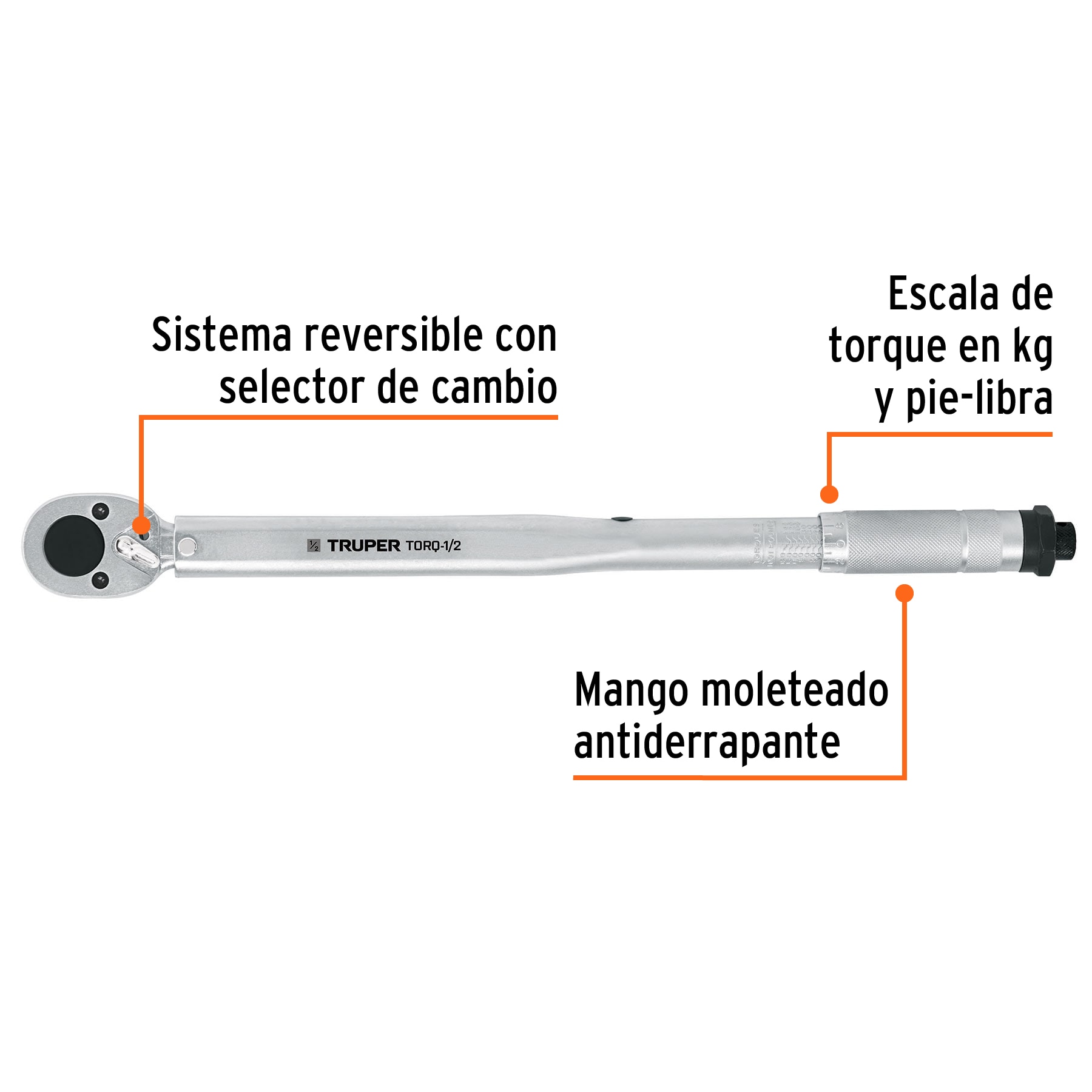 Foto 4 pulgar | Torquímetro de Trueno Dos Lecturas Truper Cuadro 1/2'