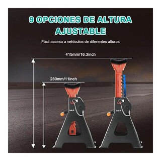 Foto 2 | Torre Auto Lab.g 2 Piezas 3 Toneladas Doble Seguro Altura 28-42 Cm Negro Naranja