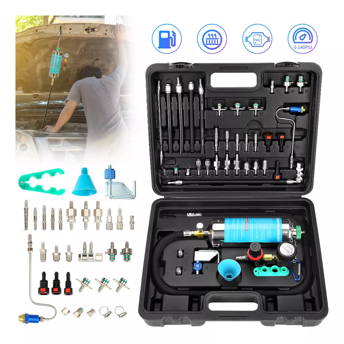 Foto 3 | Limpiador De Inyectores De Boya Incluye Conector Kit 39 Pcs Eo Safe Importsesi-13677 Negro