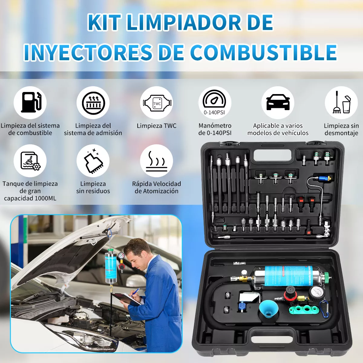Foto 4 | Limpiador De Inyectores De Boya Incluye Conector Kit 39 Pcs Eo Safe Importsesi-13677 Negro