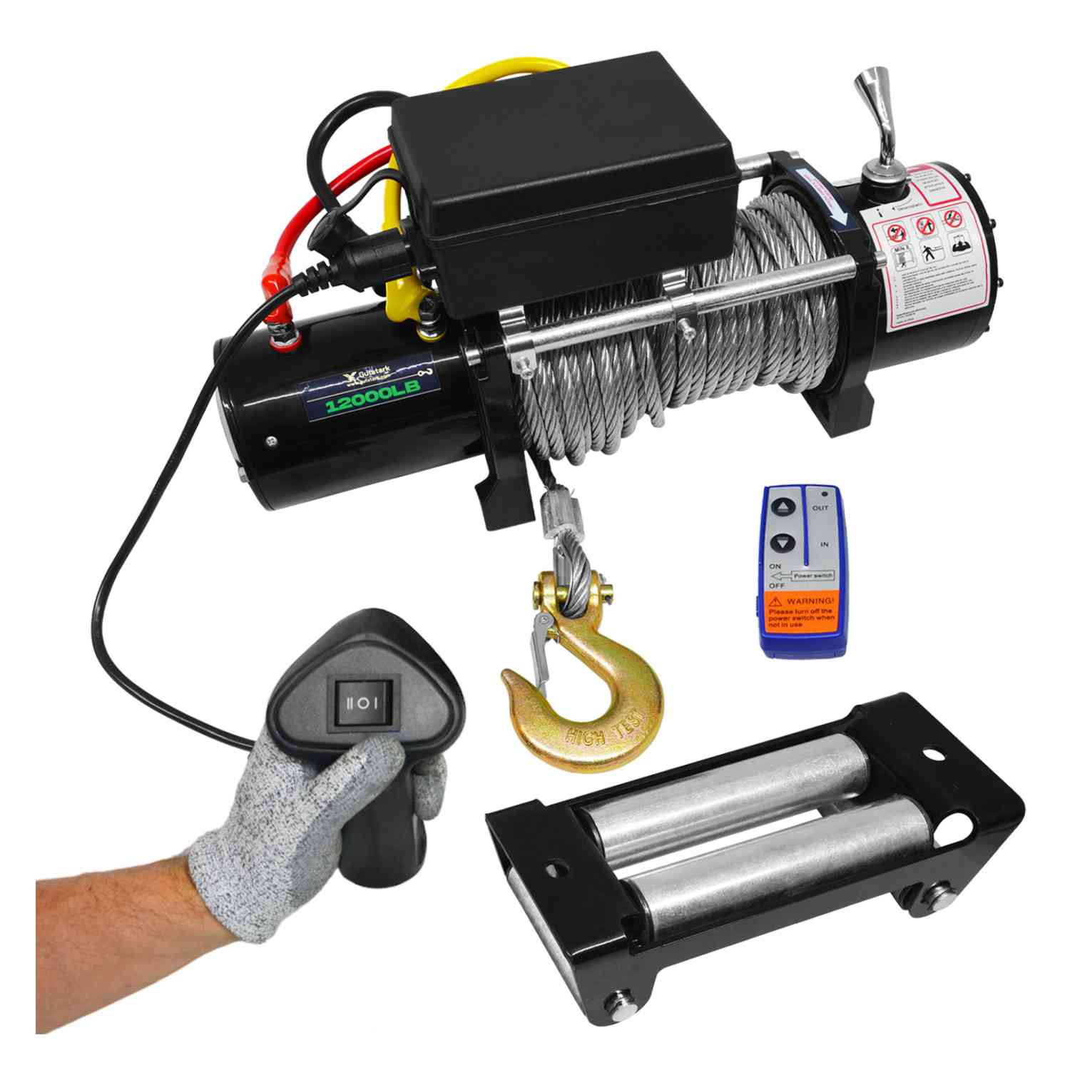 Foto 2 | Winch Eléctrico Gutstark color Negro Jeep 12000 Lb Cable Acero 27M 12V 5443 kg