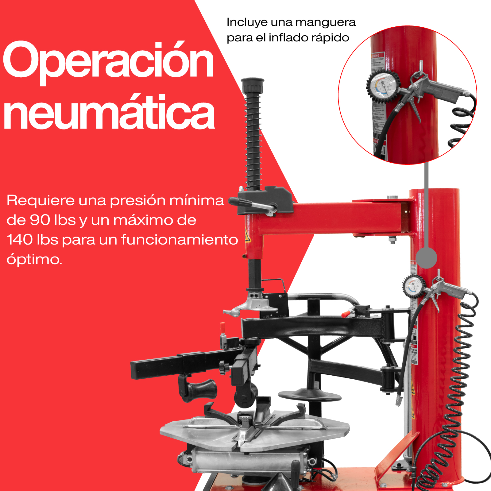 Foto 6 pulgar | Desmontadora De Llantas 12 A 24'' Stuka Con Brazo Robótico De 110 V Capacidad De 140 Lb Automotriz Color Rojo-negro