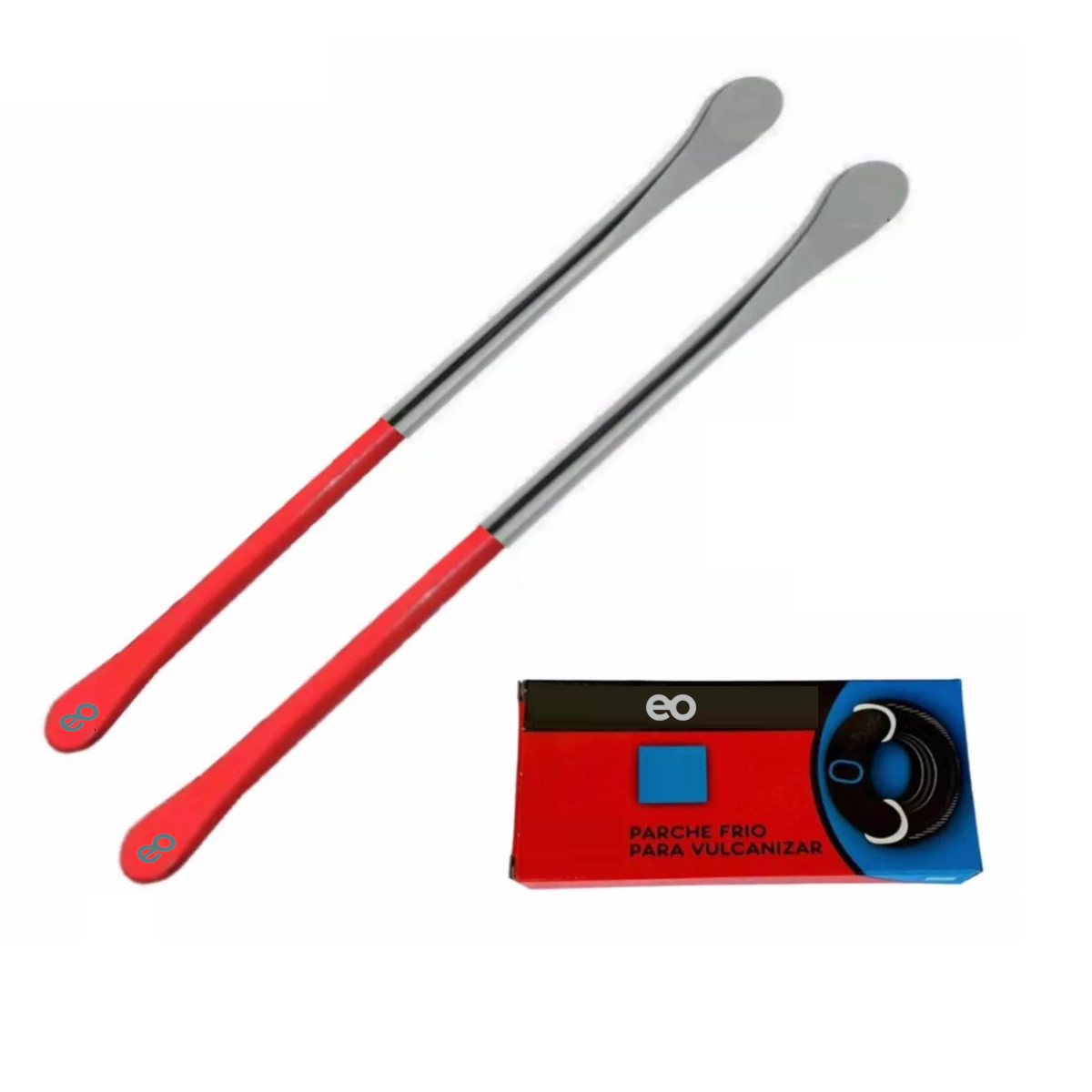 Language Kit Juego 2 Espátulas 40cm Desmontar Llantas Moto + Parches Eo Safe Imports Esi-18277-1 Multicolor