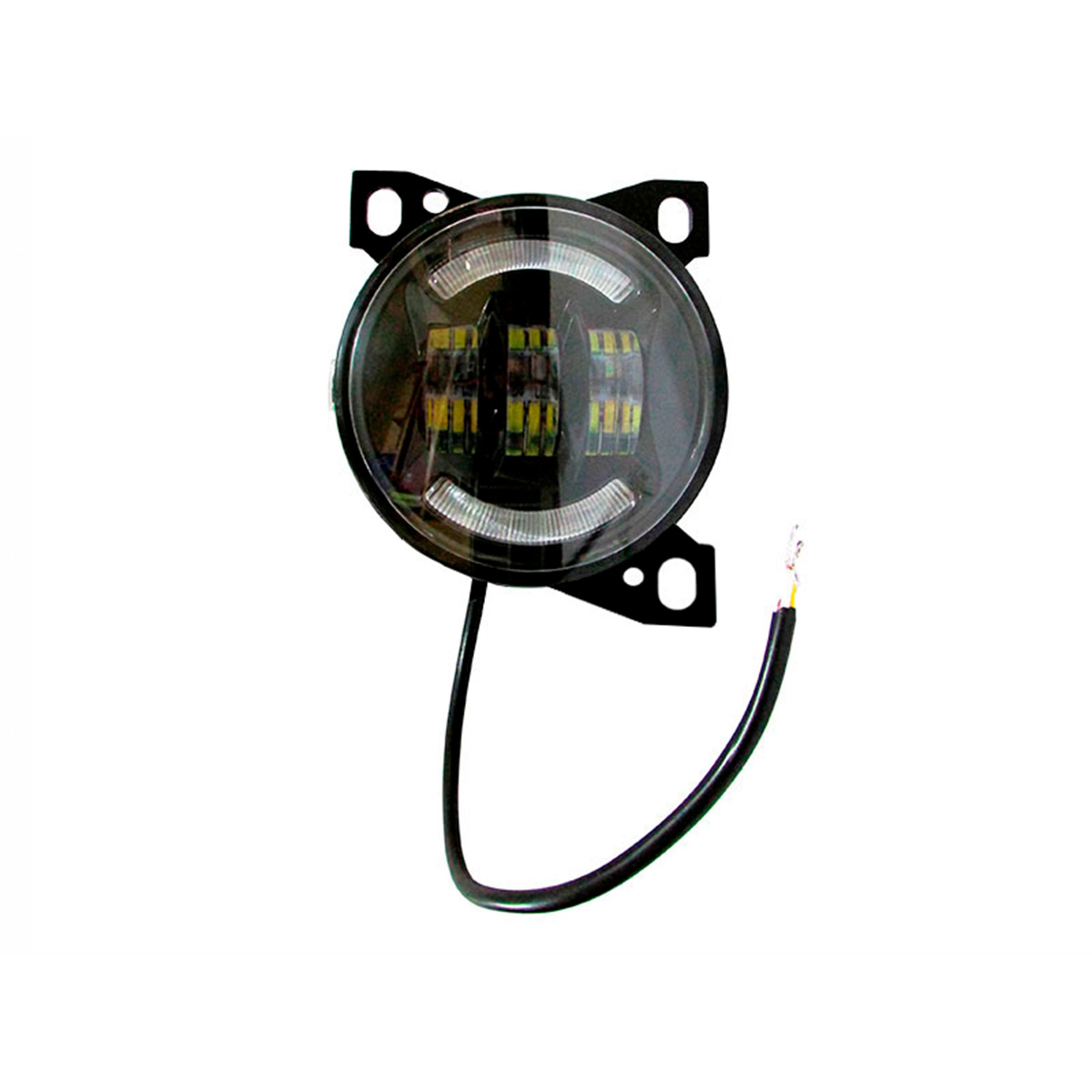 Faro de Defenza para Kenworth T660 Luz Led con Ojo de Angel Fondo color Negro Izquierdo