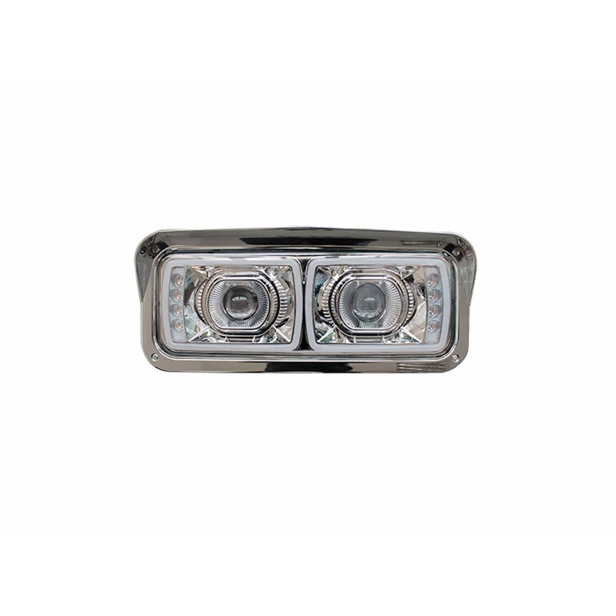 Faro Refividrio para Kenworth T660/t800 Luz Led con Ojo de Angel Fondo Cromado Izquierdo