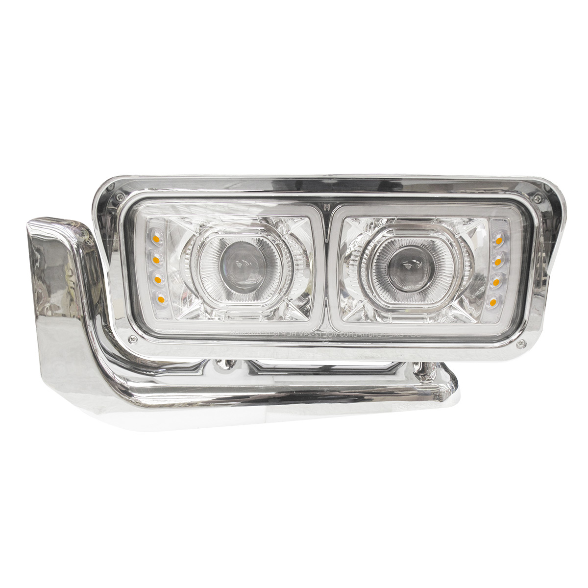 Faro Refividrio para Peterbilt 379 Luz Led con Ojo de Ángel Fondo Cromado Izquierdo